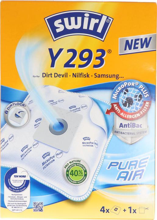 Actual product image Swirl Staubsaugerbeutel Y293 MicroPor Plus für Dirt Devil, Nilfisk und Samsung Staubsauger (4x)
