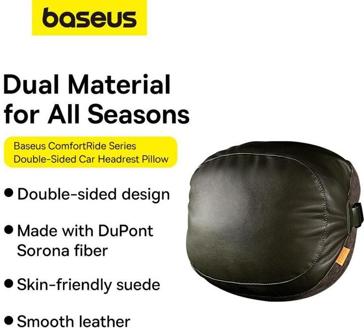 Actual product image Baseus Double sided Car Headrest Mounted Pillow Comfort Ride (green)