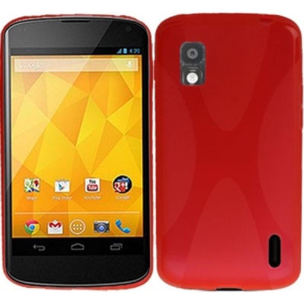 König Design Schutzhülle Kunststoff Case für Handy LG Nexus 4 E960 (LG Nexus 4), Smartphone Hülle, Rot