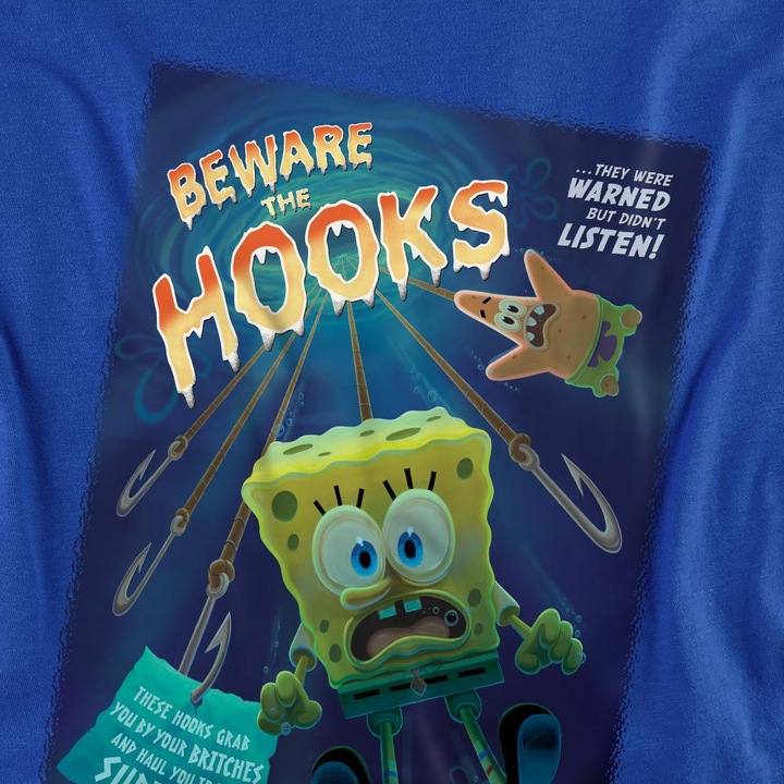 Actual product image Spongebob Squarepants Unisex Adult Beware The Hooks T-Shirt (XL)