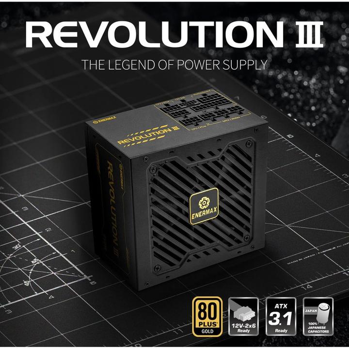 Produktbild Enermax Power Supply 650W Revolution3 80+ Gold Black FULLMOD (650 W)