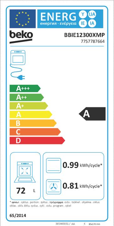 Label énergétique Beko BBIE12300XMP