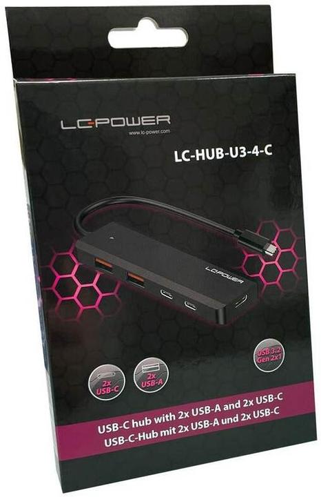 Produktbild LC-Power LC-HUB-U3-4-C 2xUSBA 1XUSB-C Black retail (USB-C, 5 Ports)