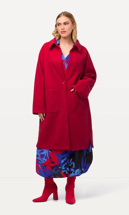 Actual product image Ulla Popken Brushed Wool Look Single Button Coat (50, 52)