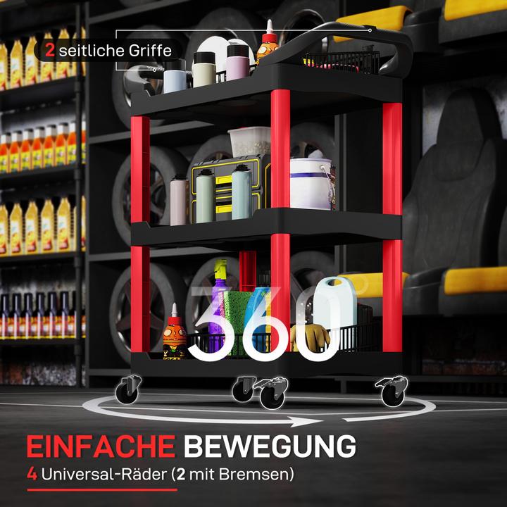 Produktbild Homcom Werkstattwagen Kunststoff Schwarz+Rot