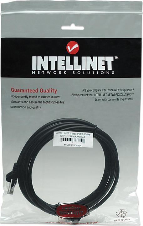 Actual product image Intellinet Patch cable U/UTP Lever protection black (U/UTP, CAT5e, 5 m)