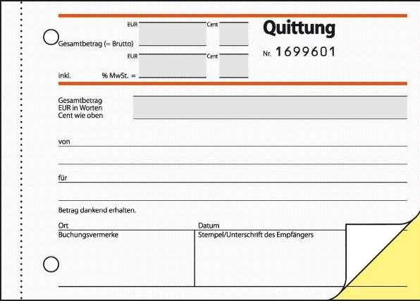 Actual product image Sigel Form book "Receipt", incl. VAT, DIN A6 landscape (50 x)
