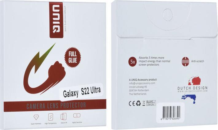 UNIQ Accessory Camera protection Samsung Galaxy S22 Ultra - 9H armoured glass camera lens (1 pcs., Samsung Galaxy S22 Ultra)