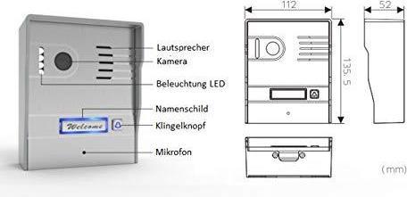 Produktbild Mathfel 2 Draht Video Türsprechanlage Gegensprechanlage mit 7" Monitor Aufputz, Farbe: Ohne, Gröss