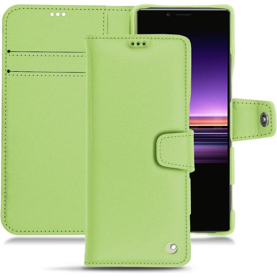Noreve Lederschutzhülle Wallet (Sony Xperia 1), Smartphone Hülle, Grün
