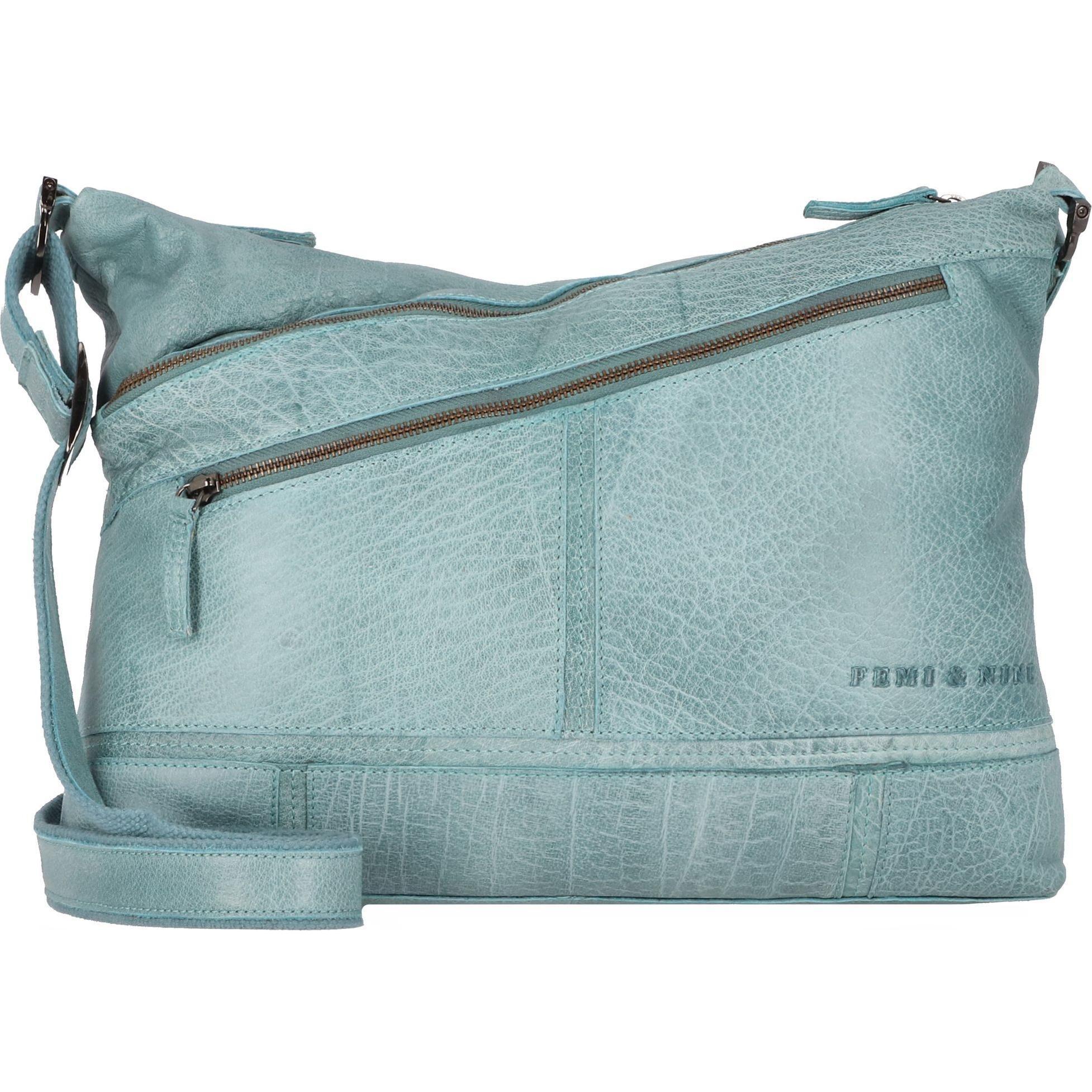 Greenland Nature, Handtasche, Femi & Nine Umhängetasche Leder 37 cm, Türkis