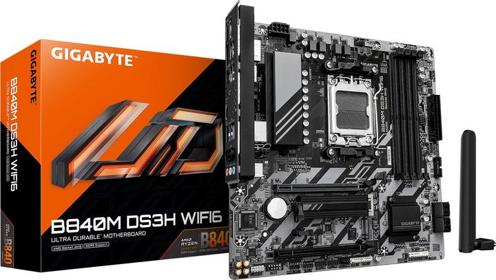 Actual product image Gigabyte B840M DS3H WiFi6 (B840,AM5,mATX,DDR5) (AM5, AMD B840, mATX)