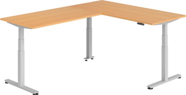 Produktbild Hammerbacher Sitz-Steh-Winkeltisch 180x240cm Buche/Silber