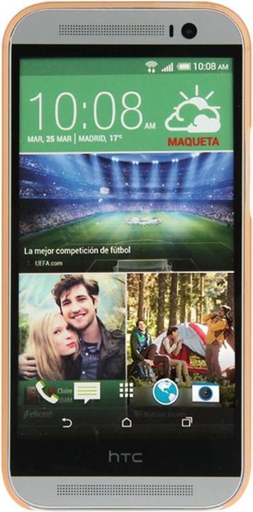 Produktbild König Design Schutzhülle Case Ultra Dünn 0,3mm für Handy HTC One M8 / M8s Orange Transparent (HTC One M8)
