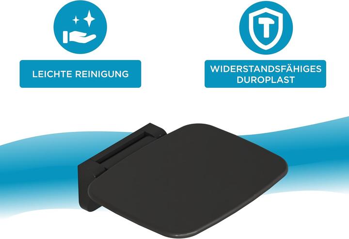 Immagine prodotto Aqua Bagno Sedile della doccia, Duroplast nero (160 kg)
