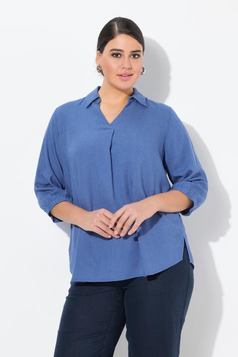 Produktbild Ulla Popken Tunika, Leinenmix, A-Linie, Hemdkragen, 3/4-Arm (58)