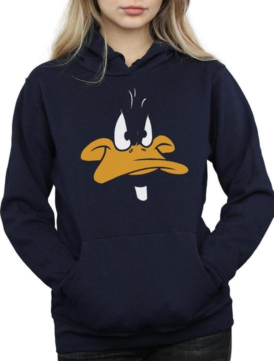 Immagine prodotto Looney Tunes Daffy Duck Big Face Felpa con Cappuccio Donna (XL)