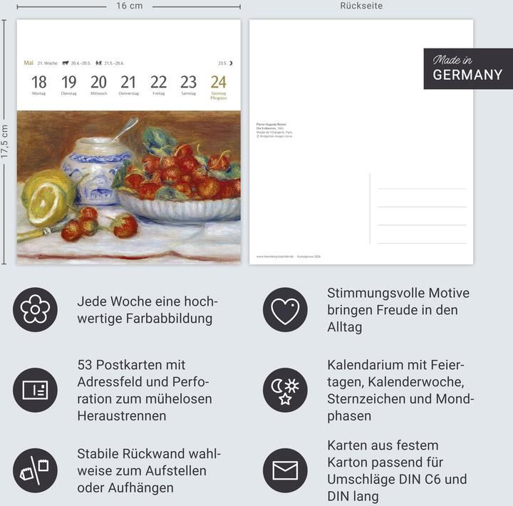 Produktbild Harenberg Kunstgenuss Postkartenkalender 2026 - Kalender mit 53 Kunstpostkarten