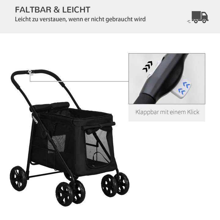 Immagine prodotto PawHut Carrello per cani con cuscino (Cane, Pieghevole)