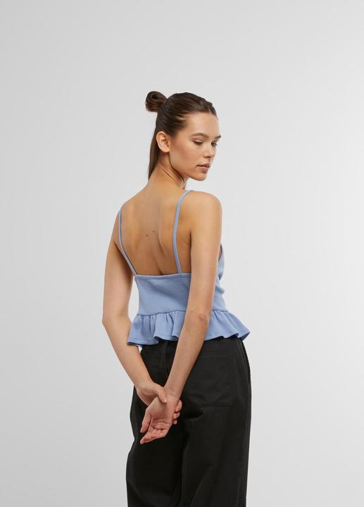 Produktbild Urban Classics Ladies Waffle Pique Ruffle Top - 137877 (L)