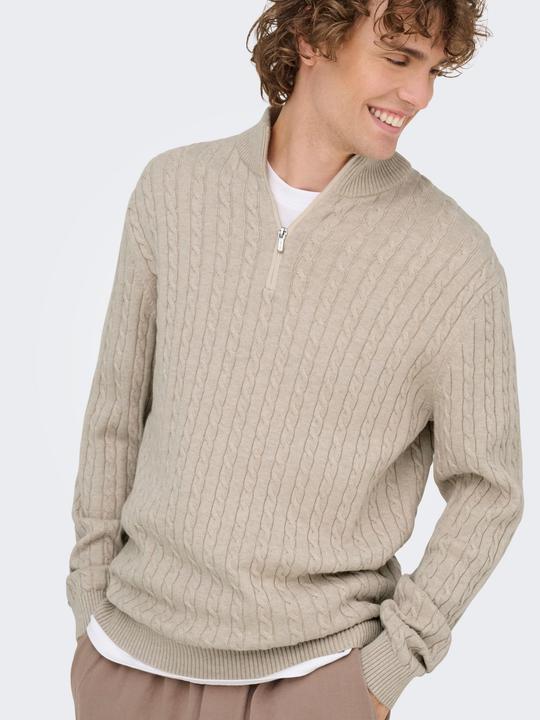 Produktbild Only & Sons Onsloui Reg 12 Cabel Half Zip Knit Noos (L)