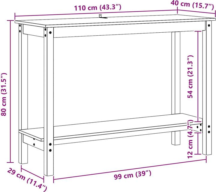 Image du produit vidaXL Konsolentisch (110 x 40 x 80 cm)