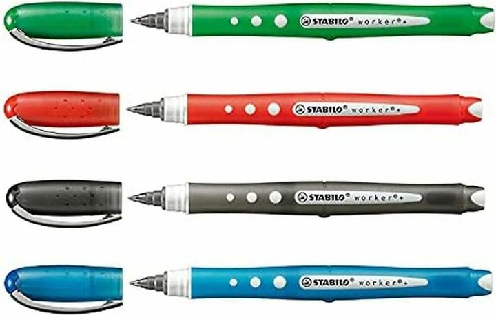Produktbild STABILO worker+ colorful Tintenroller (Grün, Blau, Schwarz, Rot, 4 x)