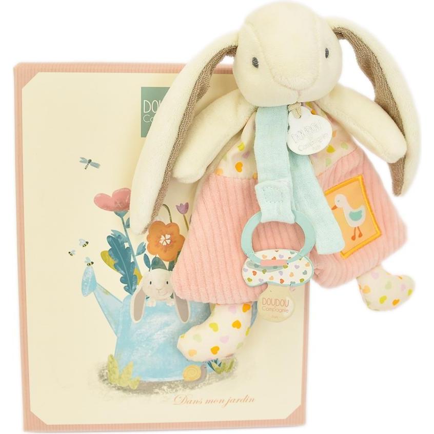 Doudou et Compagnie, Schmusetuch, Schmusehase mit Schnullerhalter, 19cm
