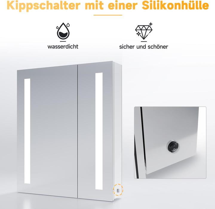 Image du produit SONNI LED-Spiegelschrank (70 x 60 cm)
