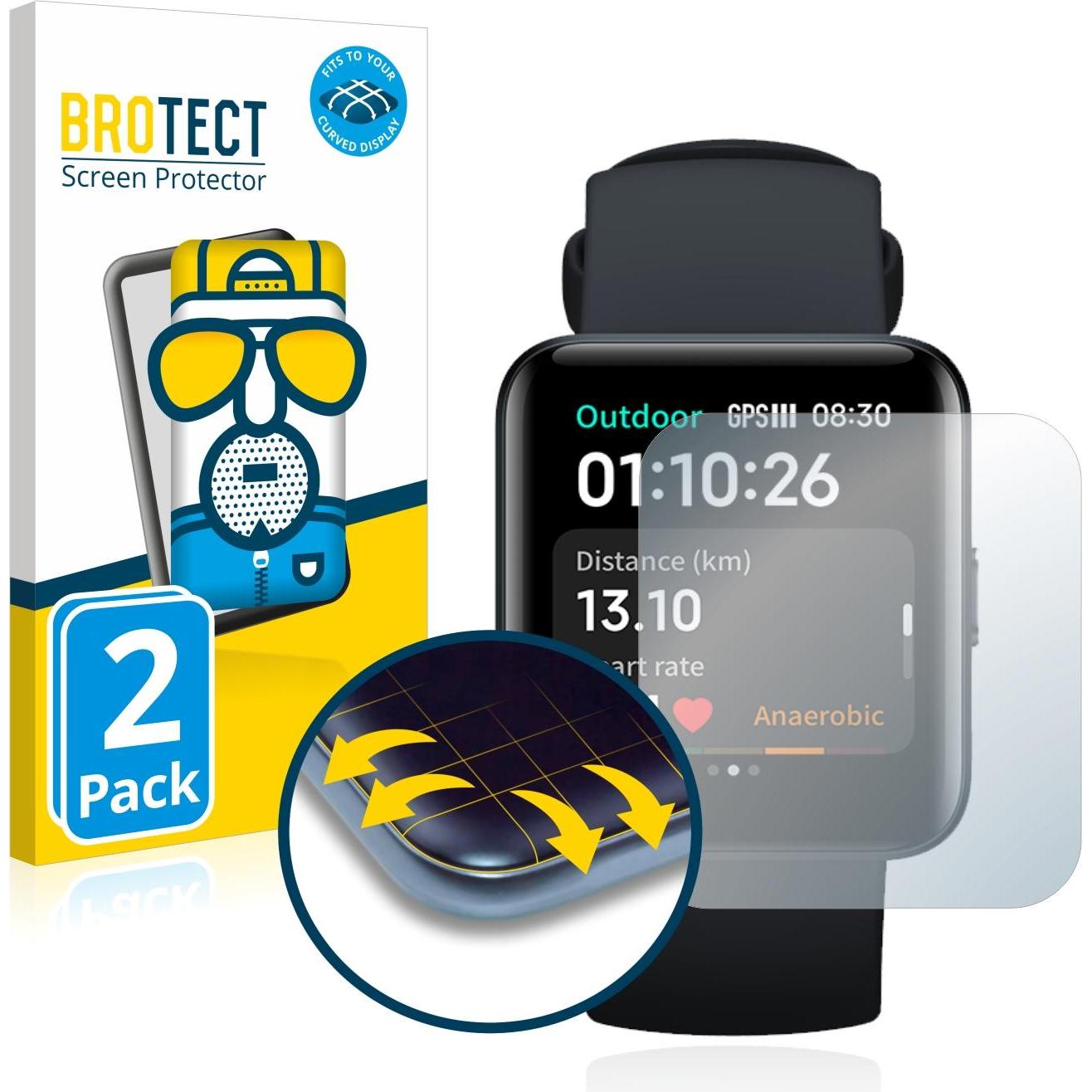 BROTECT Full-Cover Displayschutz Matt, Smartwatch Schutzfolie, Grau