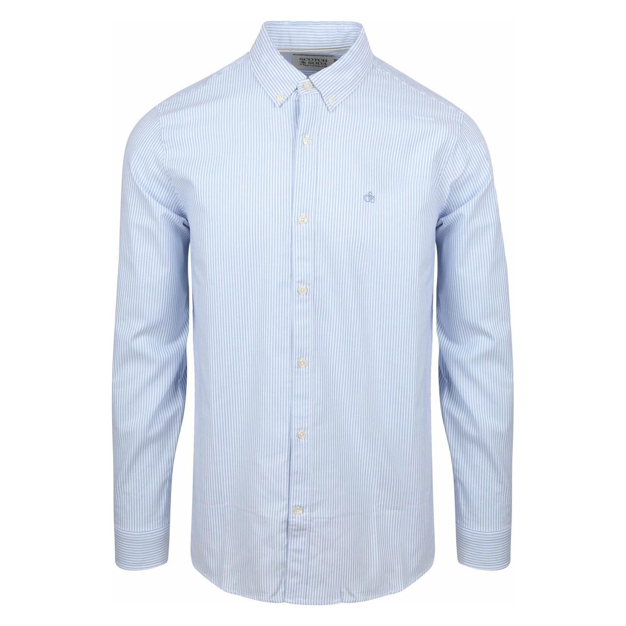 Scotch & Soda, Mannen, Shirt, Core - Oxford Stripe Heren Overhemd - Maat Xxl, Blauw, (Xxl)