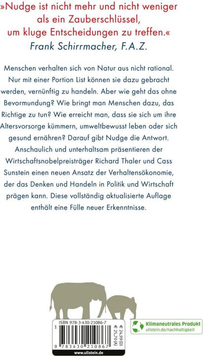 Immagine prodotto Nudge (Tedesco, Cass R. Sunstein., Richard H. Thaler, Stephan Gebauer, 2022)