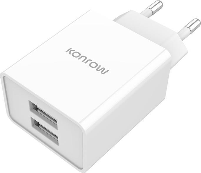 Produktbild Konrow KC12AAW - Netzadapter 2 Ports USB A - Schnellladung 12W, Weiss (Kompatibel, Blister) (12 W, 2 Ports)