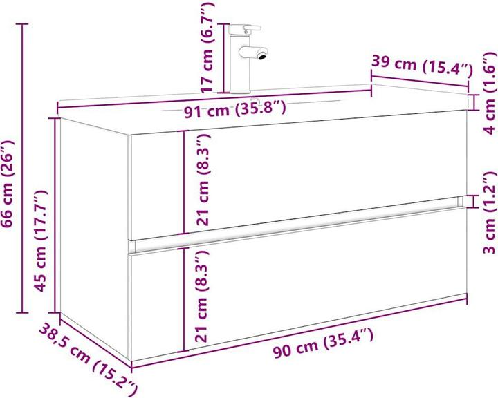 Immagine prodotto vidaXL Mobiletto con lavabo incorporato e rubinetto Lavabo da bagno