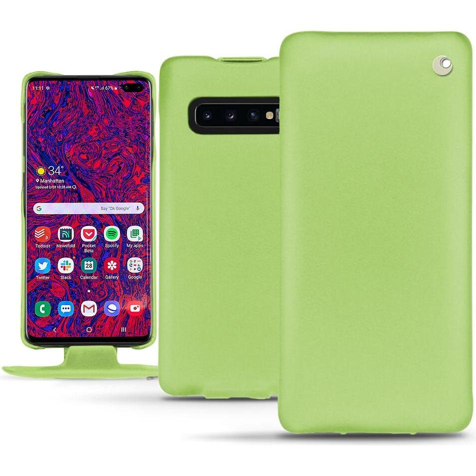 Noreve Lederschutzhülle vertikal (Samsung Galaxy S10 5G), Smartphone Hülle, Grün