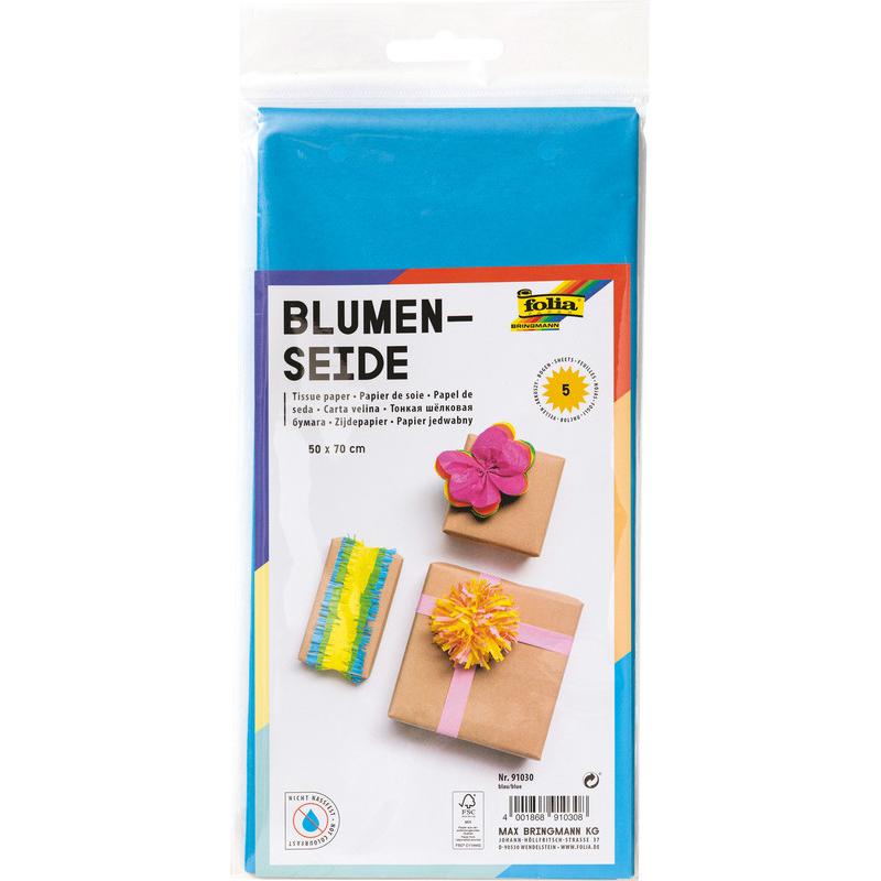 Folia, Bastelpapier, Seidenpapier, (B)500 x (H)700 mm, 20 g/qm, blau (20 g/m²)