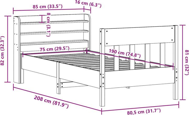 Image du produit vidaXL Bettgestell (75 x 190 cm)