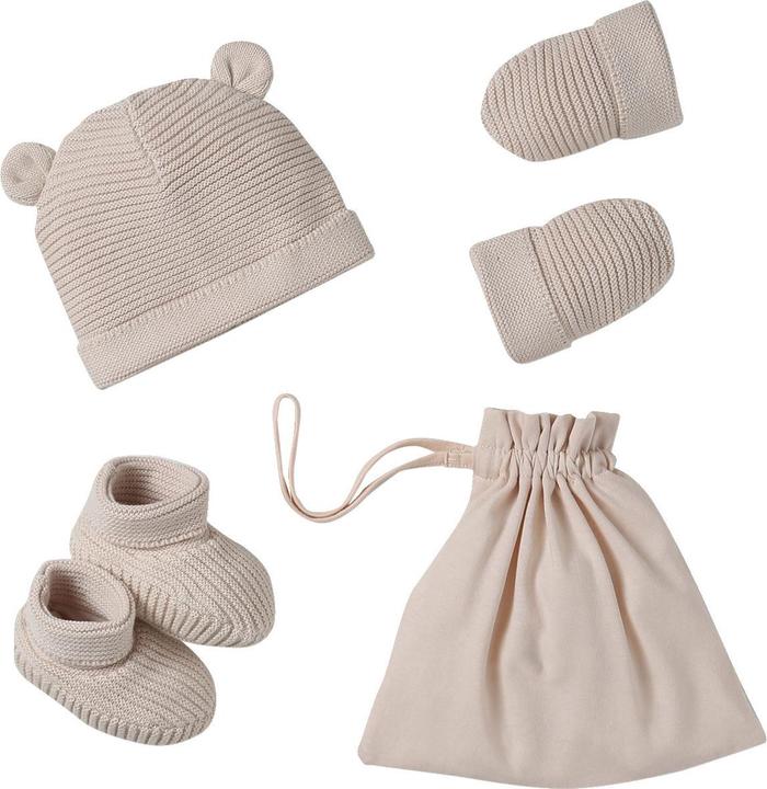 Immagine prodotto Vertbaudet Baby Set: Mütze, Fäustlinge & Schühchen mit personalisierbarem Beutel, Bio-Baumwolle (74/80)