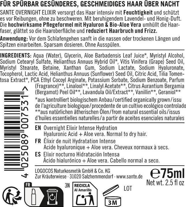 Produktbild Sante Intense Hydration Overnight Elixir (75 ml)