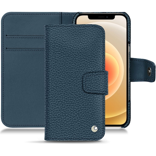 Noreve Lederschutzhülle Wallet (Apple iPhone 12 mini), Smartphone Hülle, Blau