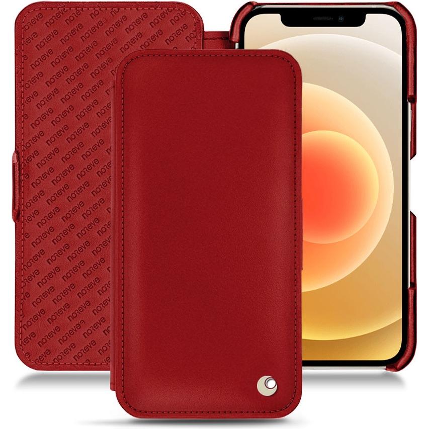 Noreve Lederschutzhülle horizontal (Apple iPhone 12), Smartphone Hülle, Rot
