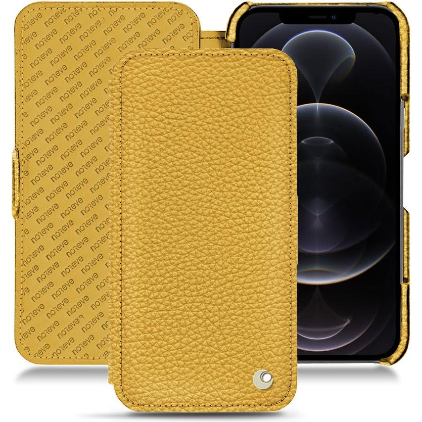 Noreve Lederschutzhülle horizontal (Apple iPhone 12 Pro), Smartphone Hülle, Orange