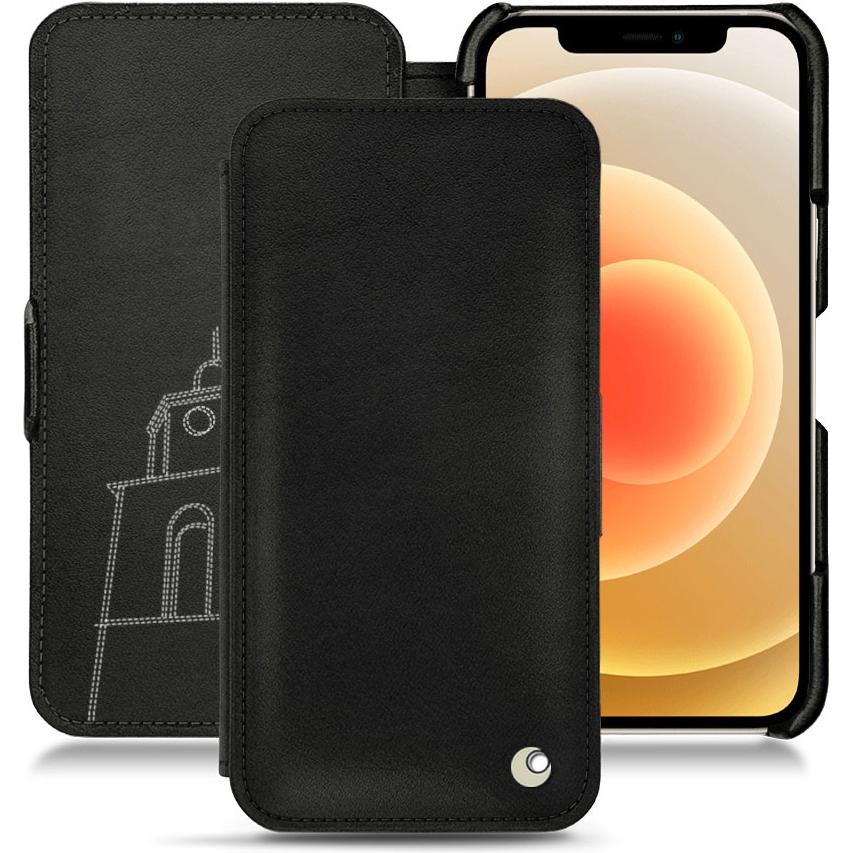 Noreve Lederschutzhülle horizontal (Apple iPhone 12), Smartphone Hülle, Schwarz