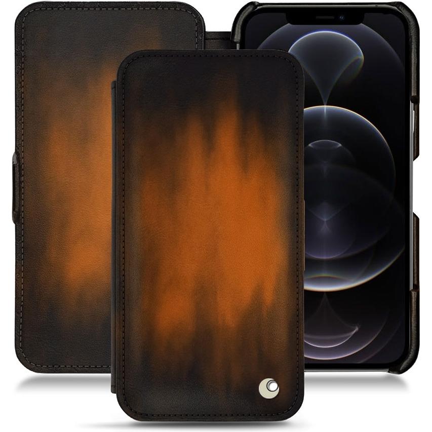 Noreve Lederschutzhülle horizontal (Apple iPhone 12 Pro Max), Smartphone Hülle, Braun