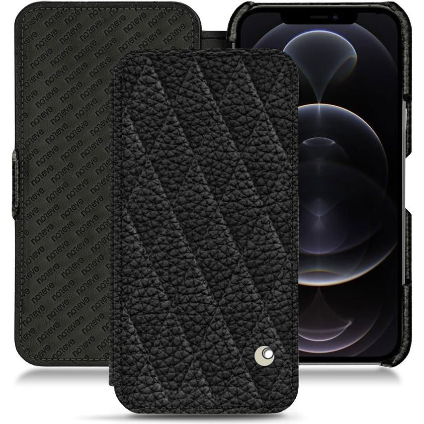 Noreve Lederschutzhülle horizontal (Apple iPhone 12 Pro Max), Smartphone Hülle, Schwarz