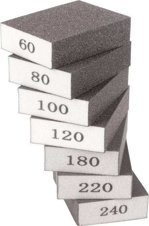 Actual product image Stahlwerk Sanding sponge set of 7 60 | 80 | 100 | 120 | 180 | 220 | 240 grit (P180, P60, P120, P220, P100, P80, P240)
