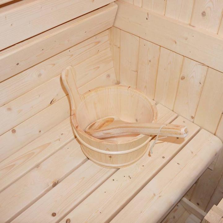 Actual product image Home Deluxe Outdoor sauna barrel sauna AQUILA DELUXE L- 195 x 220 cm for 4 persons - Sauna with 8kW heater