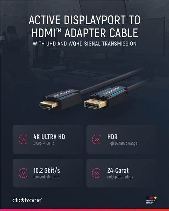 Image du produit clicktronic Câble adaptateur DisplayPort/HDMI™ Casual, 5 m (5 m)