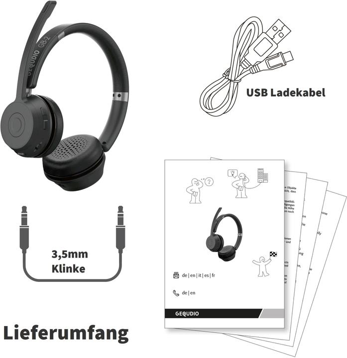 Produktbild Gequdio Schnurlos Bluetooth Headset GB-2 (ohne USB-Adapter) (Kabellos, USB-A)