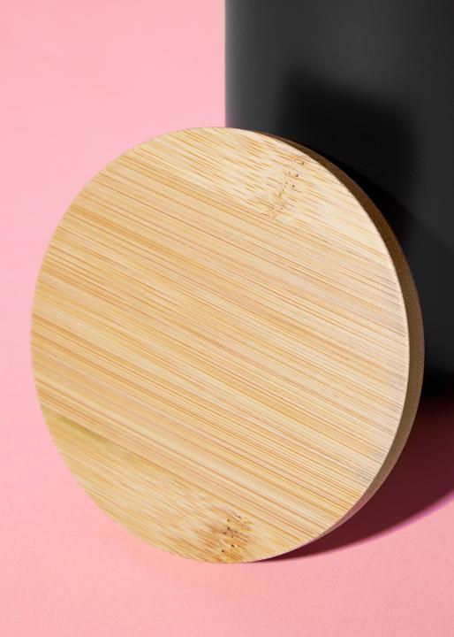 Image du produit KoRo Boîte à provisions noire en faïence avec couvercle en bambou 1180 ml (1.18 l)